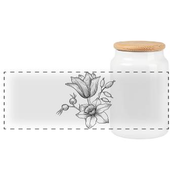 Vrille de fleur - Boîte à biscuits avec couvercle en bois - blanc - Devant