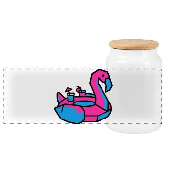 Fête de la piscine des animaux natants Flamants - Boîte à biscuits avec couvercle en bois - blanc - Devant