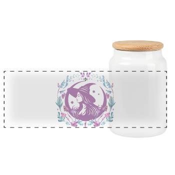 Hueterin_des_Waldes - Panoramic Cookie Jar with Wooden Lid - white - Front