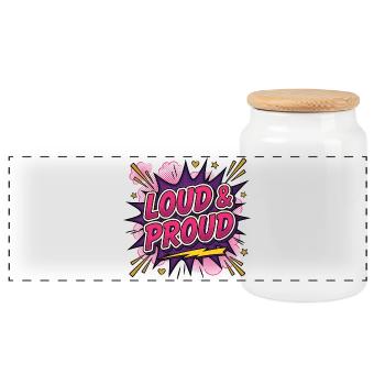 Mois de la fierté LGBTQ - Fort et fier - Boîte à biscuits avec couvercle en bois - blanc - Devant