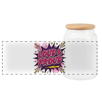 LGBTQ Pride Month - Loud and Proud - Panoramic Cookie Jar with Wooden Lid - white - Front