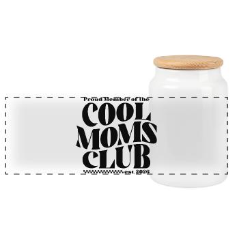 Mama 2026 Geschenk Muttertag - Cool Moms Club - Panorama Keksdose mit Holzdeckel - Weiß - Vorne