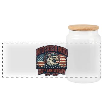 Aigle devant le drapeau américain – États-Unis 250 ans - Boîte à biscuits avec couvercle en bois - blanc - Devant