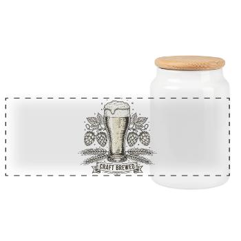 Verre à bière vintage - Bière artisanale brassée à la main - Boîte à biscuits avec couvercle en bois - blanc - Devant