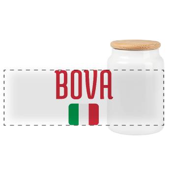 BOVA Italian Flag - Panoramic Cookie Jar with Wooden Lid - white - Front