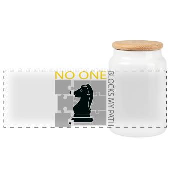 T-shirt streetwear Puzzle Chevalier d’Échecs - Boîte à biscuits avec couvercle en bois - blanc - Devant