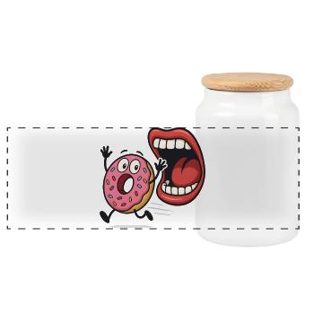 Humour de Donut Running - Boîte à biscuits avec couvercle en bois - blanc - Devant