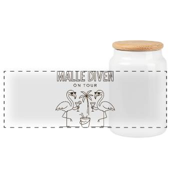 Malle Divas en tournée Fête féminine Flamingo à Majorque - Boîte à biscuits avec couvercle en bois - blanc - Devant