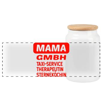 Muttertag Mama Gmbh - Panorama Keksdose mit Holzdeckel - Weiß - Vorne