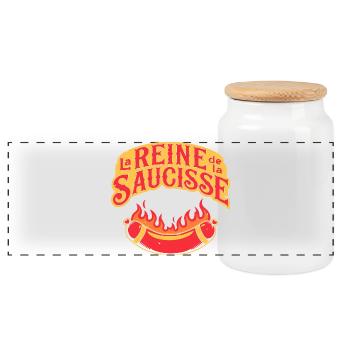 Reine de la Saucisse en Flammes - Boîte à biscuits avec couvercle en bois - blanc - Devant