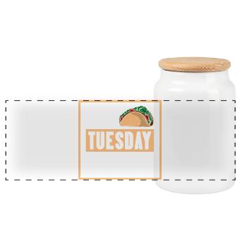 taco tuesday legend - Panoramic Cookie Jar with Wooden Lid - white - Front