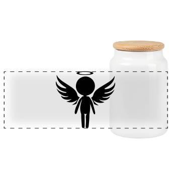 Symbole de l’ange - Boîte à biscuits avec couvercle en bois - blanc - Devant