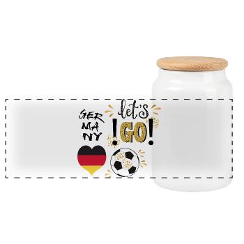Fußball  - Panorama Keksdose mit Holzdeckel - Weiß - Vorne