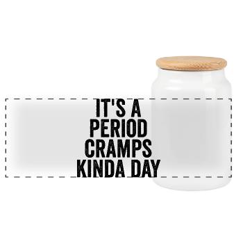 "I love period cramps," no one has ever said - Panoramic Cookie Jar with Wooden Lid - white - Front