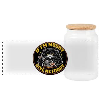 Mood Cat Ramen Dit Cadeau de la nourriture - Boîte à biscuits avec couvercle en bois - blanc - Devant