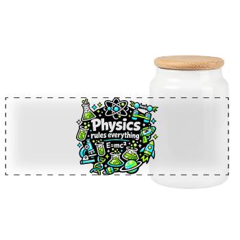 Physics regulates everything - Panoramic Cookie Jar with Wooden Lid - white - Front