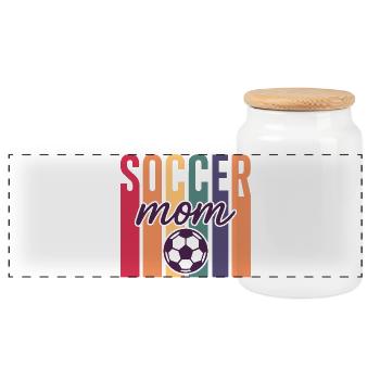 Fußball Mutter - Panorama Keksdose mit Holzdeckel - Weiß - Vorne