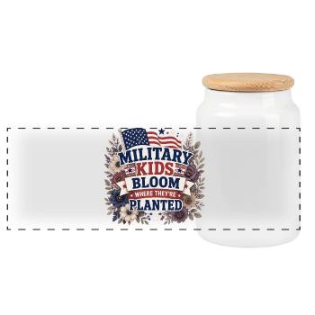 Les enfants militaires prospèrent là où ils sont plantés. - Boîte à biscuits avec couvercle en bois - blanc - Devant