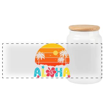 Aloha Sunset Palm Hibiscus - Boîte à biscuits avec couvercle en bois - blanc - Devant