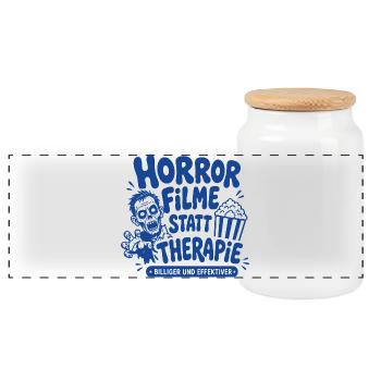 Horror Filme statt Therapie Humor - Panorama Keksdose mit Holzdeckel - Weiß - Vorne