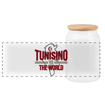 Tunisino Vs The World - Tunisian Pride Streetwear - Boîte à biscuits avec couvercle en bois - blanc - Devant
