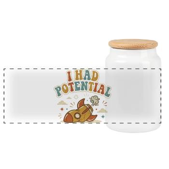 J'avais du Potentiel Fusée Humour Retro - Boîte à biscuits avec couvercle en bois - blanc - Devant