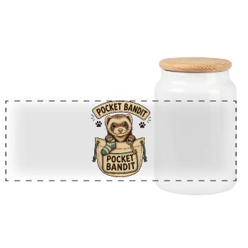 POCKET BANDIT - Panoramic Cookie Jar with Wooden Lid - white - Front