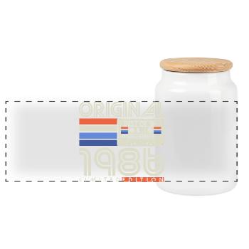 Cadeau d’anniversaire rétro vintage original de 1986 - Boîte à biscuits avec couvercle en bois - blanc - Devant