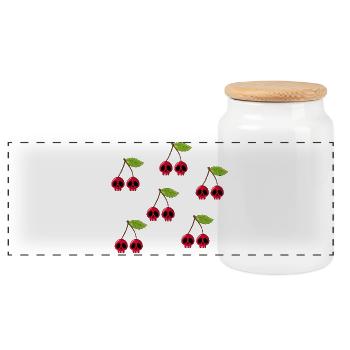 Cérises Crâne Colorées - Boîte à biscuits avec couvercle en bois - blanc - Devant
