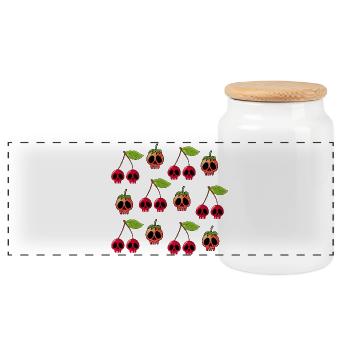 Crânes de fraises et de cerises manga - Boîte à biscuits avec couvercle en bois - blanc - Devant