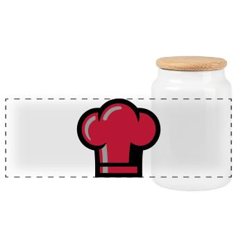 Chef's Hat Chef Restaurant Gastro Cooking - Panoramic Cookie Jar with Wooden Lid - white - Front