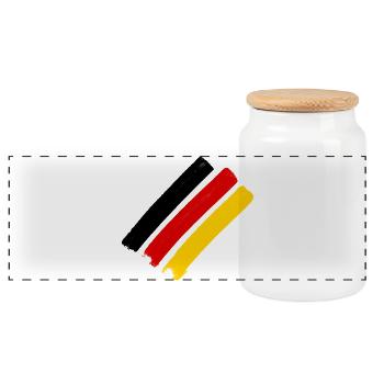 Deutschlandfahne - Panorama Keksdose mit Holzdeckel - Weiß - Vorne