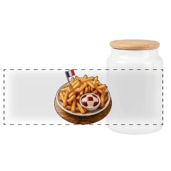 Frites foot et soirée de match - Panorama Keksdose mit Holzdeckel - Weiß - Vorne