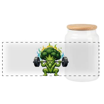 Power brocoli : corps de légumes audacieux - Boîte à biscuits avec couvercle en bois - blanc - Devant