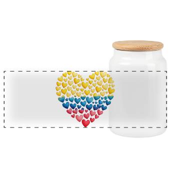 Colombian Flag Colombia Heart Hearts - Panoramic Cookie Jar with Wooden Lid - white - Front