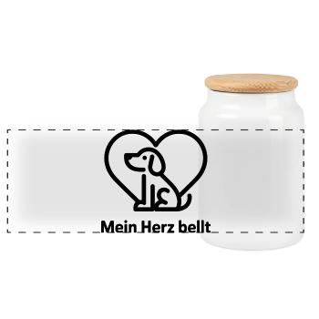 Herz Hundemotiv Liebe zum Tier - Panorama Keksdose mit Holzdeckel - Weiß - Vorne