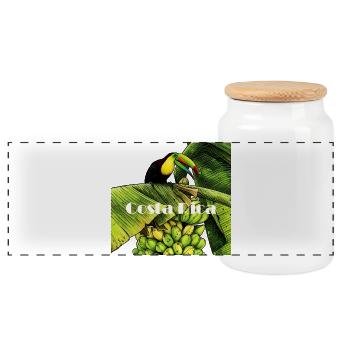 Tukan auf der Bananenstaude in Costa Rica - Panorama Keksdose mit Holzdeckel - Weiß - Vorne