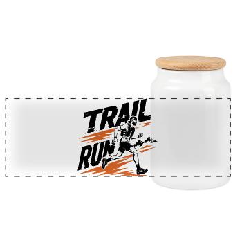 Trail Run - Panoramic Cookie Jar with Wooden Lid - white - Front