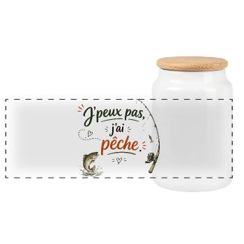 J'peux pas j'ai pêche - Boîte à biscuits avec couvercle en bois - blanc - Devant