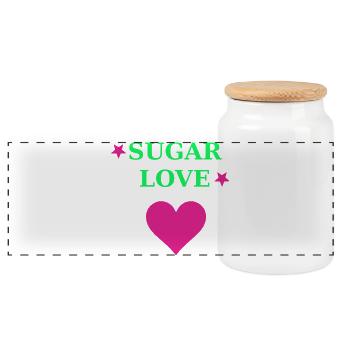 Sugar Love Herz Neon Retro - Panorama Keksdose mit Holzdeckel - Weiß - Vorne