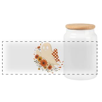 Ghost Ghost Botany Flowers Blossoms Mystical - Panoramic Cookie Jar with Wooden Lid - white - Front