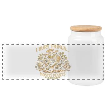 Froschgarten Humor Gärtnerpflanze - Panorama Keksdose mit Holzdeckel - Weiß - Vorne