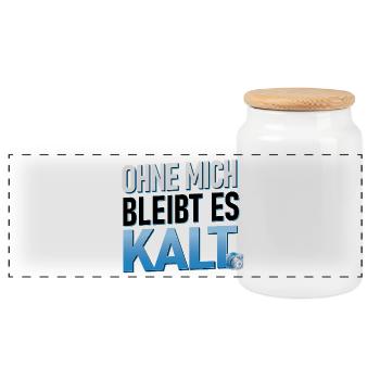 Ohne mich bleibt es kalt | Heizungsbauer SHK  - Panorama Keksdose mit Holzdeckel - Weiß - Vorne