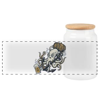 Calmar de bière - Boîte à biscuits avec couvercle en bois - blanc - Devant