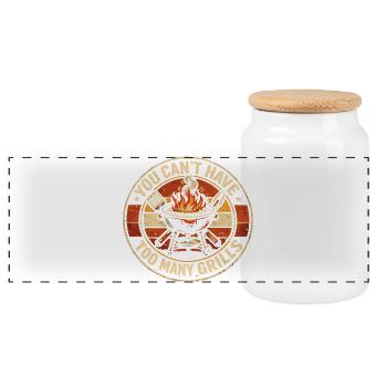 BBQ Humor Dad Grilling Summer Gift - Panoramic Cookie Jar with Wooden Lid - white - Front