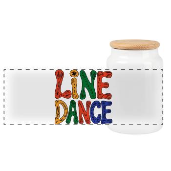 Line Dance Vibes - Panoramic Cookie Jar with Wooden Lid - white - Front