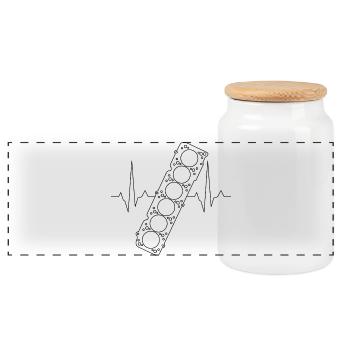 6 Cylinder - Combustion Engine Mechanic Friends - Panoramic Cookie Jar with Wooden Lid - white - Front