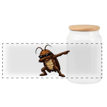 Dabbing Kakerlake Kakerlaken Kakerlake Design - Panorama Keksdose mit Holzdeckel - Weiß - Vorne