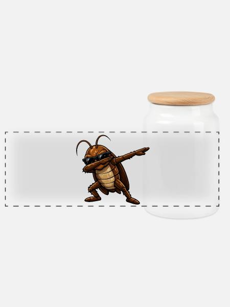 Dabbing Kakerlake Kakerlaken Kakerlake Design - Panorama Keksdose mit Holzdeckel - Weiß