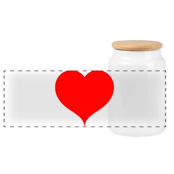 Red Heart Minimal Style - Panoramic Cookie Jar with Wooden Lid - white - Front